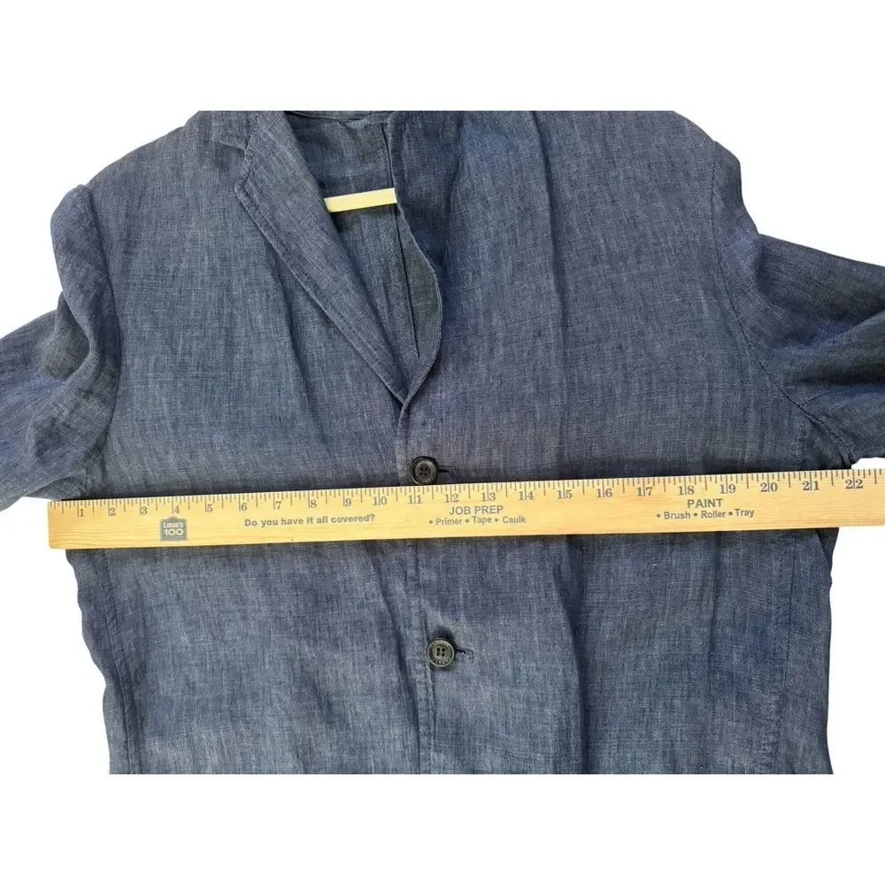 Canali Blazer Mens 40 L (50 EU) Blue Linen Sportswear Unlined Sport Coat Jacket